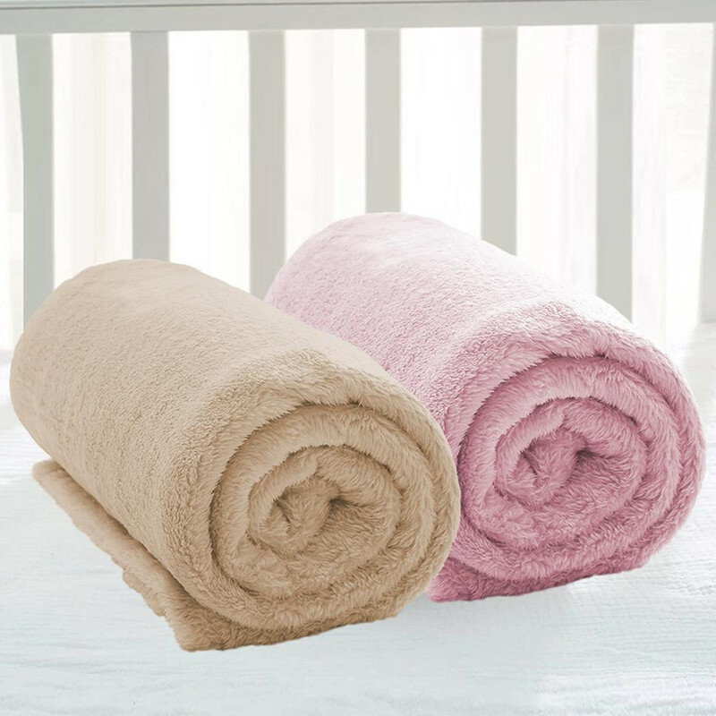 BSB HOME Solid Crib Crib Baby Blanket for  Mild Winter(Polyester, Pink & Beige)