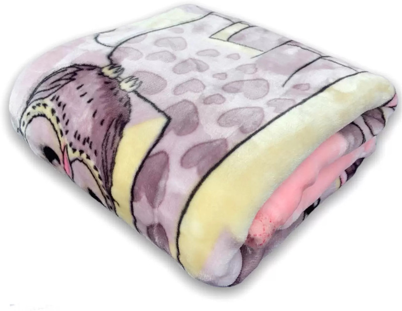 AgroCulture Printed Crib Mink Blanket for  Mild Winter(Poly Cotton, Cream, Pink, Brown)