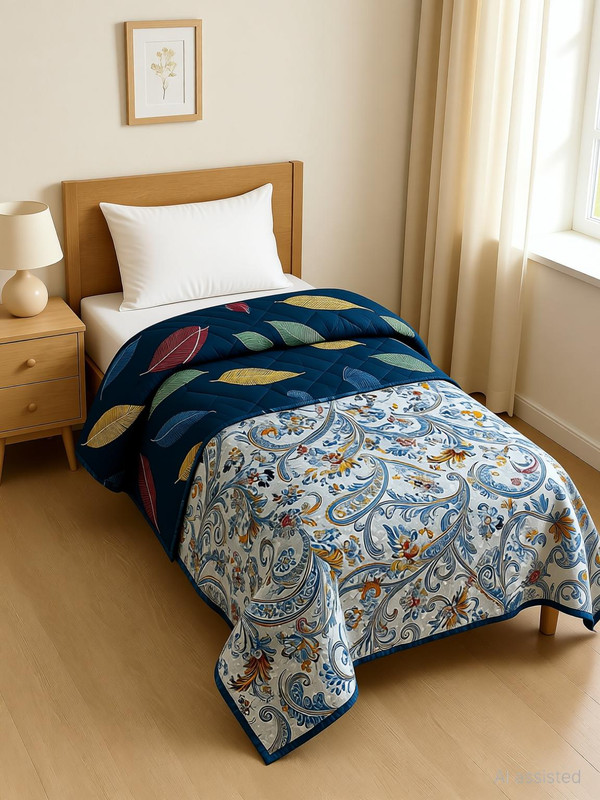 AAZEEM Printed Single Comforter for  AC Room(Microfiber, Multicolor)