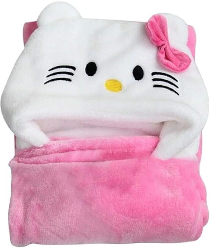 Oyo Baby Solid Single Fleece Blanket for  AC Room(Woollen Blend, Pink Kitty)
