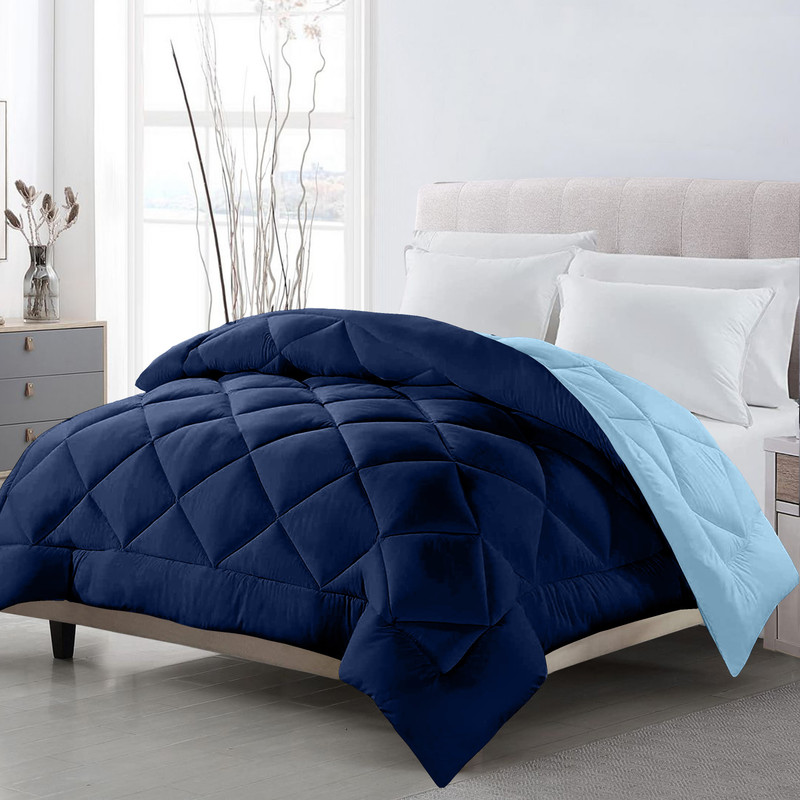 TUNDWAL'S Geometric Single Comforter for  Heavy Winter(Poly Cotton, navy blue,sky blue)