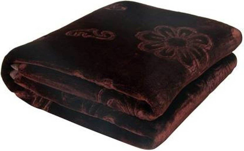 bcare Floral Double Mink Blanket for  Heavy Winter(Polyester, Brown)