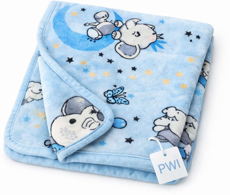 PWI Cartoon Single Swaddling Baby Blanket for  AC Room(Microfiber, Blue)