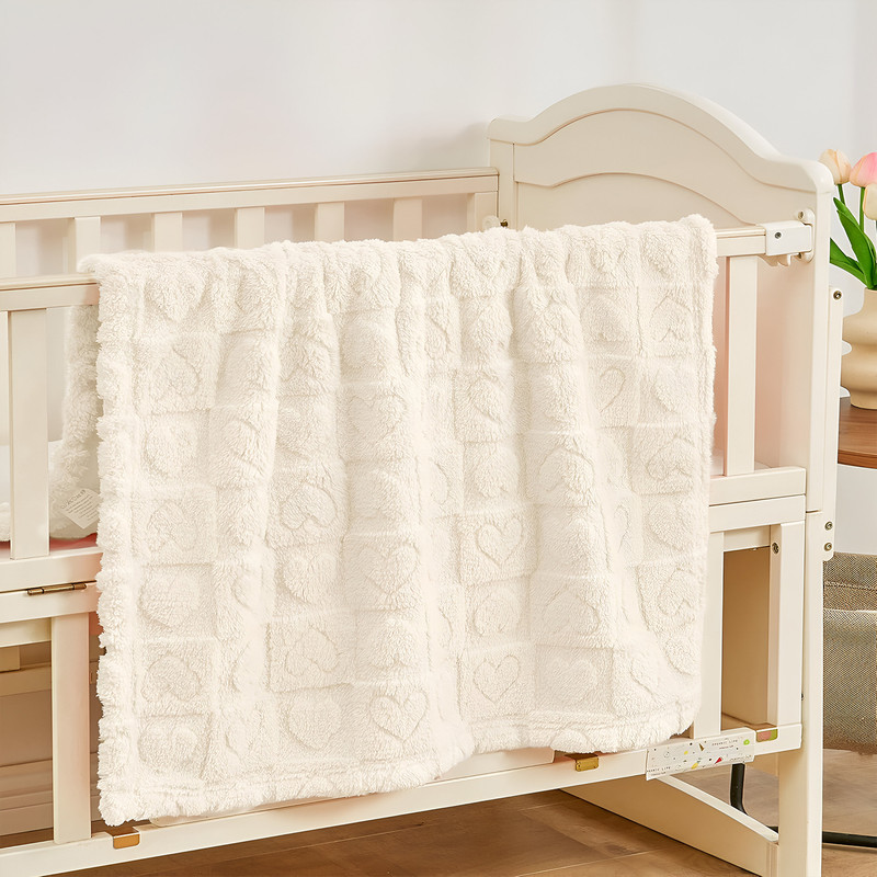 SYGA Checkered Single Crib Baby Blanket for  AC Room(Polyester, White)