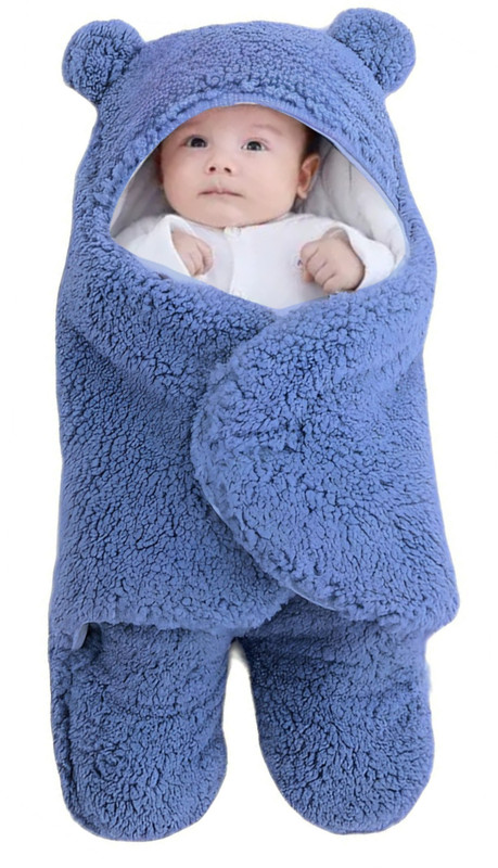 BRANDONN Printed Single Swaddling Baby Blanket for Mild Winter(Poly Cotton, SKY BLUE)