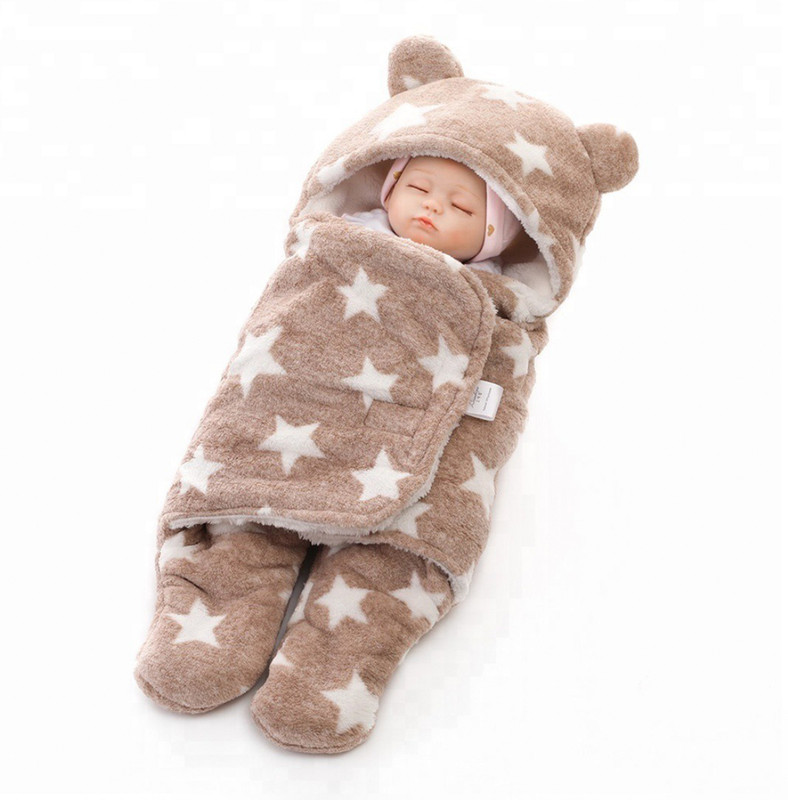 Aakriti Printed Single Hooded Baby Blanket for Heavy Winter(Fur, Brown)