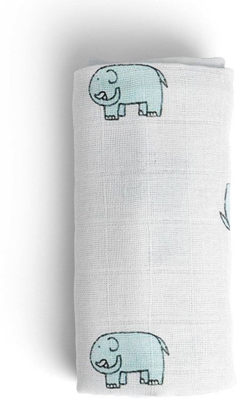 Mom's Home Printed Single Swaddling Baby Blanket for  Mild Winter(Muslin, Light Blue)