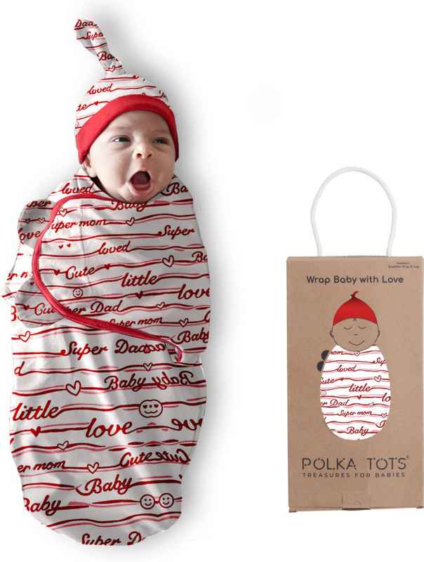 POLKA TOTS Printed Single Swaddling Baby Blanket for  Mild Winter(Cotton, Red)