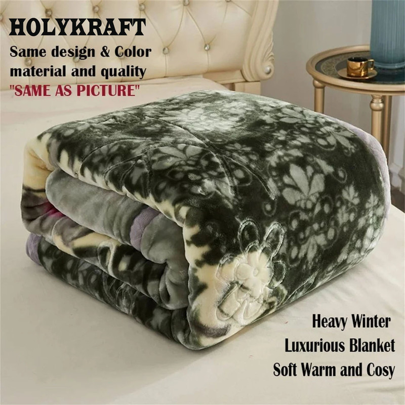 HOLYKRAFT Self Design Double Mink Blanket for Heavy Winter(Polyester, Multicolor)