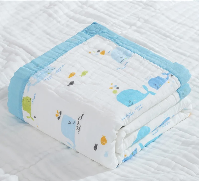heartbury Printed Single AC Blanket for  AC Room(Bamboo Cotton, Blue Whale)