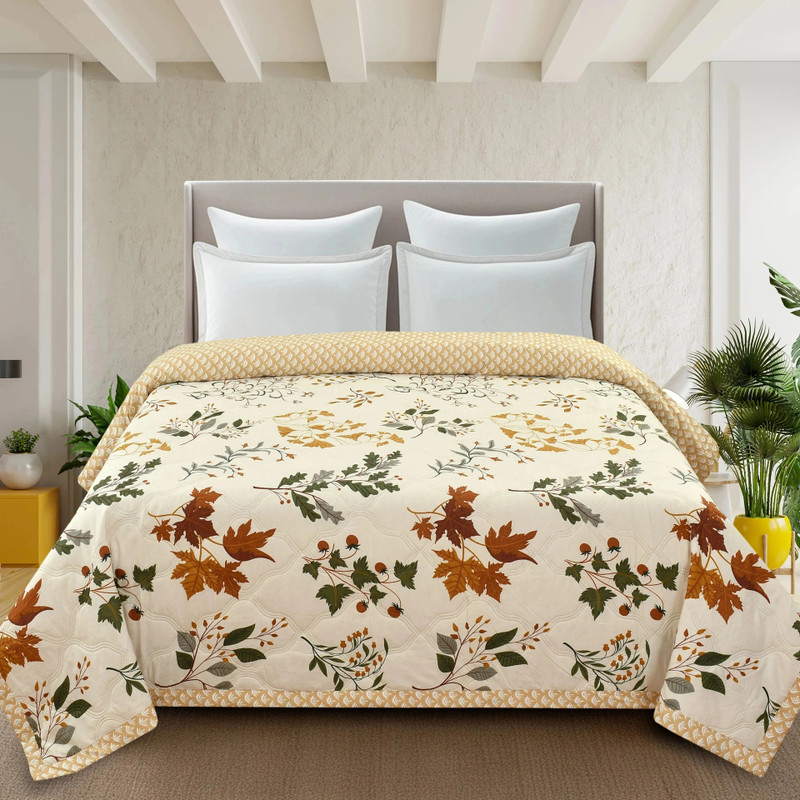 KARIDH Printed Double Comforter for AC Room(Cotton, Brown Branches)
