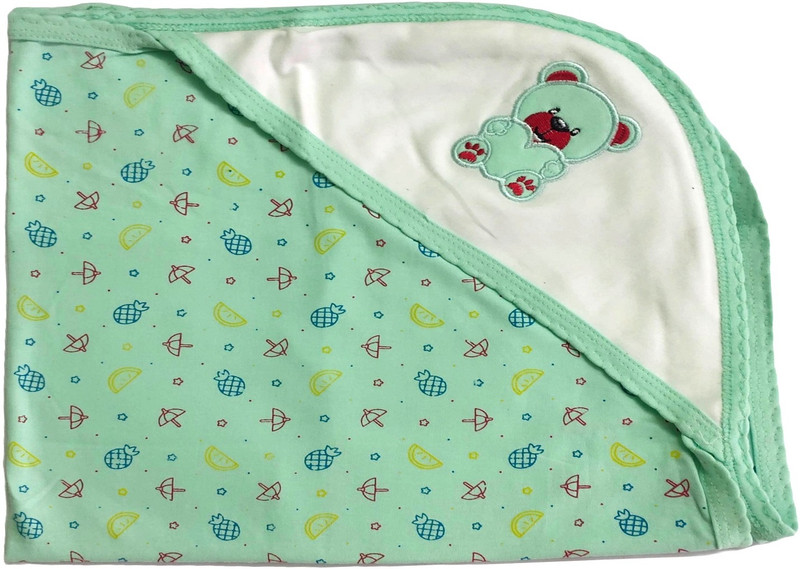 BW CLOTHINGS Solid Single Hooded Baby Blanket for  Mild Winter(Cotton, Green)