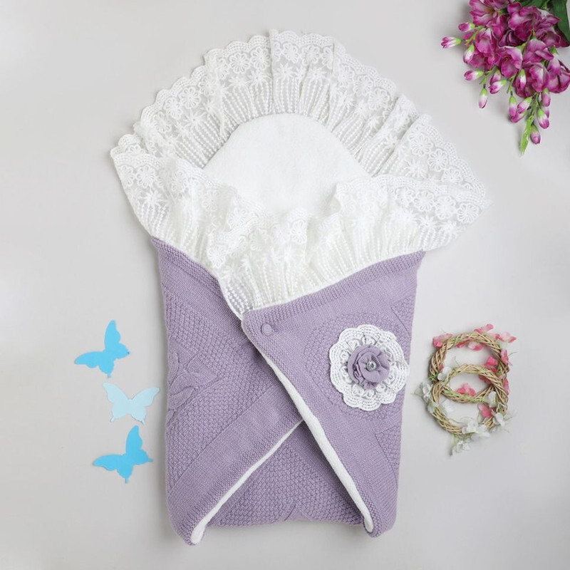 Yellow Apple Self Design Crib Swaddling Baby Blanket for  Heavy Winter(Woollen Blend, Lilac)