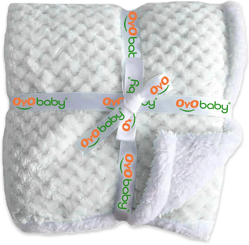 Oyo Baby Printed Single Fleece Blanket for  AC Room(Microfiber, Fluffy White)