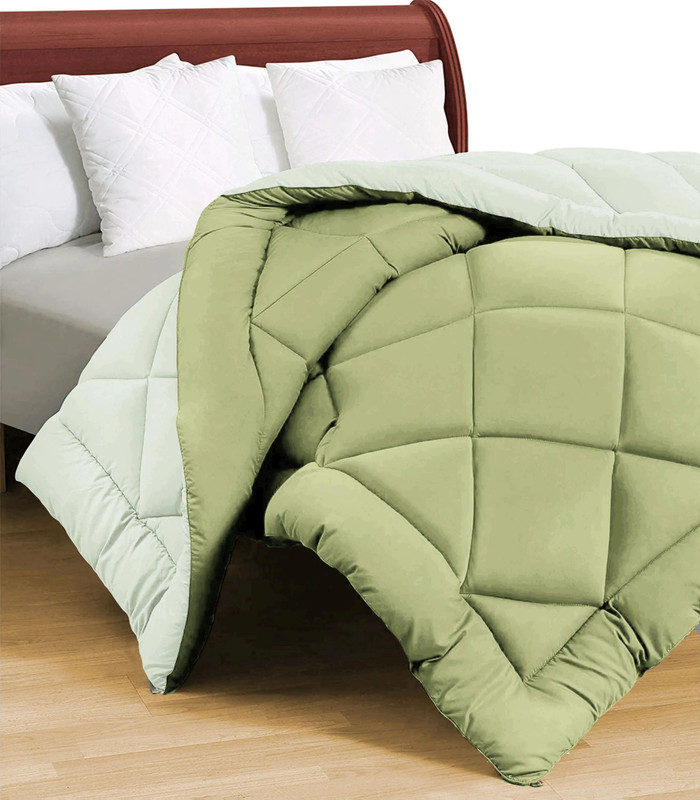 Flipkart Perfect Homes Solid Double Comforter for  AC Room(Microfiber, Green, Baige)