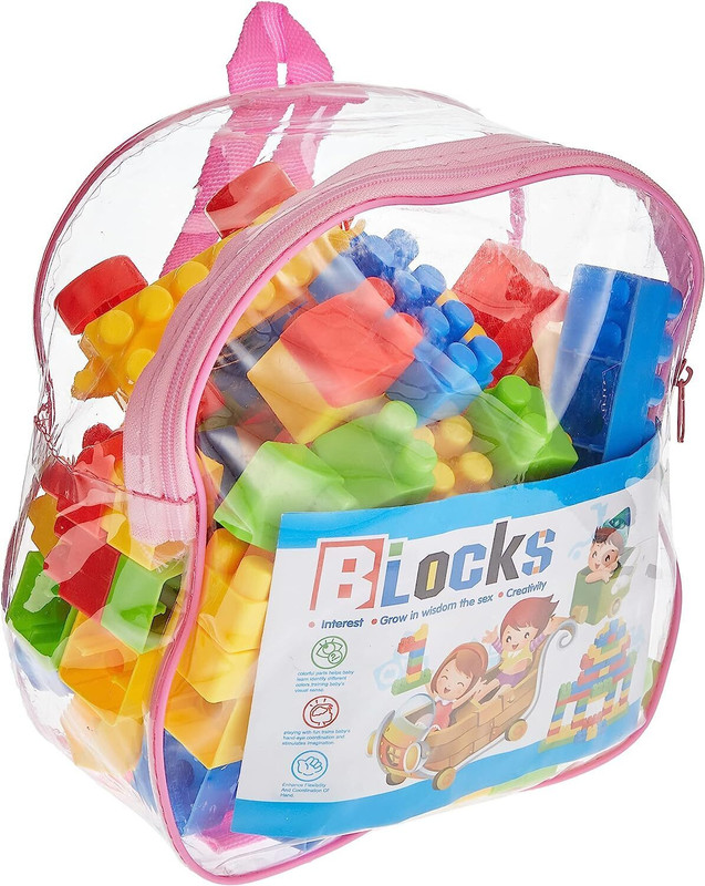 ARIZON ENTERPRISE DIY Building Blocks for Kids with Wheel, Pink Pouch Bag Packing Gift Toy 100+pcs(Multicolor)