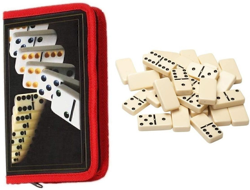 YUJASV 28Pcs Domino Educational Game in Zipper Bag Case Double Six Dot Set Toy for Kids(Multicolor)