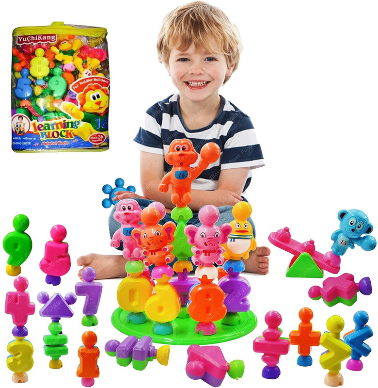 FunBlast DIY Number Building Blocks for Kids- 28 Pcs Building Blocks with Baseplate, Cute(Multicolor)