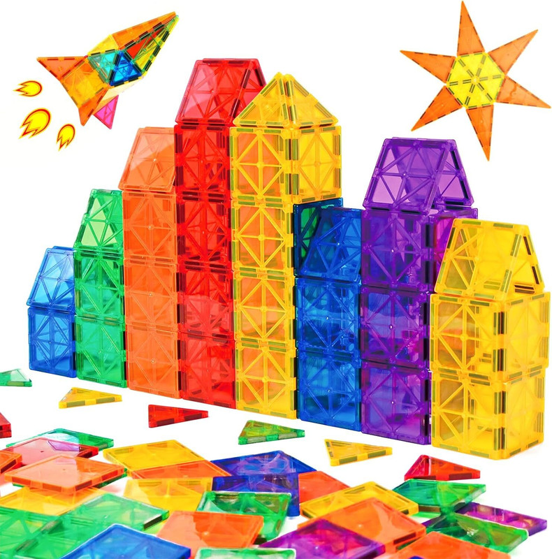 Learn With Fun Best Selling Magnetic Tiles, Colorful Interlocking Blocks Toy, Gift for Kids(Multicolor)