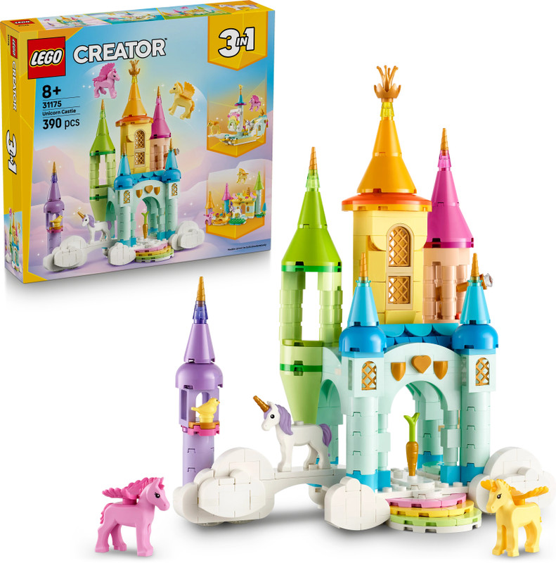 LEGO Creator 3in1 Unicorn Castle Toy Animals Playset and Room Decor 31175(Multicolor)