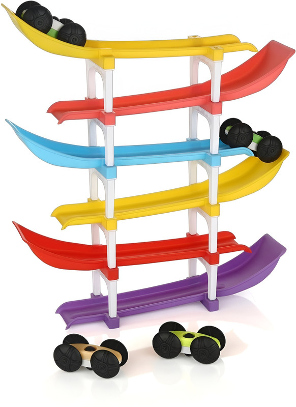 SOVETO Tileez Racer Ramp Car Sliding Toy 6 ramps & 4 cars for Kids(Multicolor)