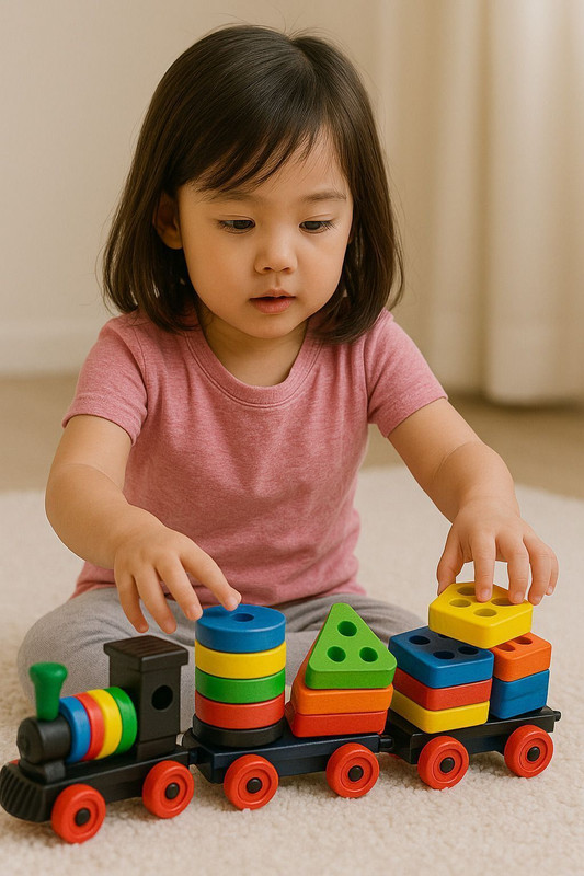 TheRichJD Plastic Train Toddler Toys, 4 Shape Sorter and Stacking Educational(Multicolor)