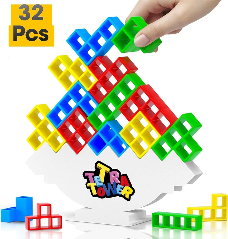 Ridhimani 32 Pcs Tetra Tower Balance Swinging Stacking Block, Tetris Swing Terra Tower(Multicolor)
