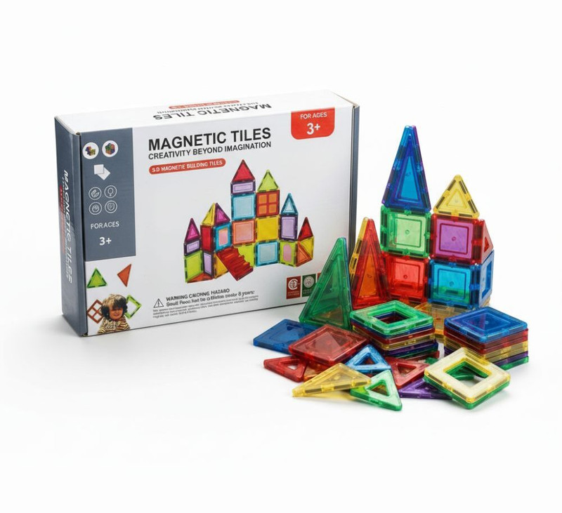 RAD CARTEL 26-Piece Fun STEM Magnetic Tiles Building Blocks, Educational Toy for Kids (3+)(Multicolor)