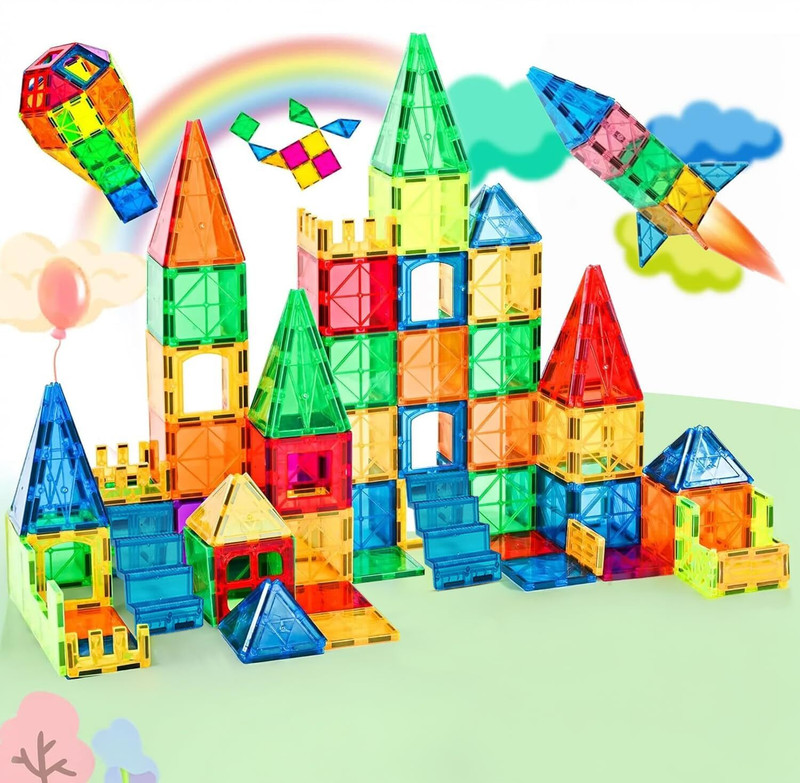 S sukan tex Magnetic Building Tiles toys for Kids STEM Educational creative montessori Block(Multicolor)