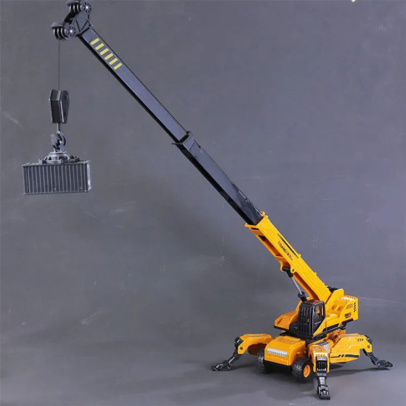 NAVRANGI Diecast lifting crane model container crane toys quality engineering vehicle(Yellow)