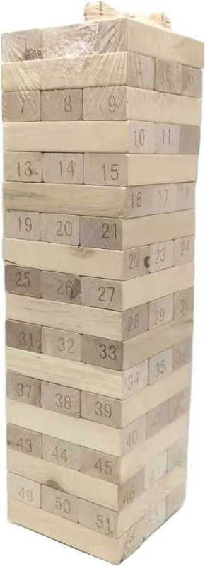 WudCraft Wooden Jenga Blocks set - Wooden building block/brick, Tower building game for kids and Adults - Non-Toxic (Eco-Friendly) Toy of 54 Blocks(White)