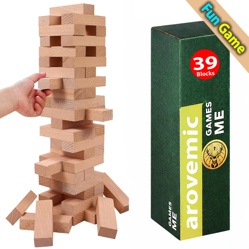 arovemic 39 wooden blocks designed for long lasting playtime(Brown)
