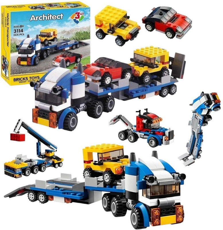 SR Toys Architect 3 in 1 Transporter Building Brick Block for Kids(Multicolor)