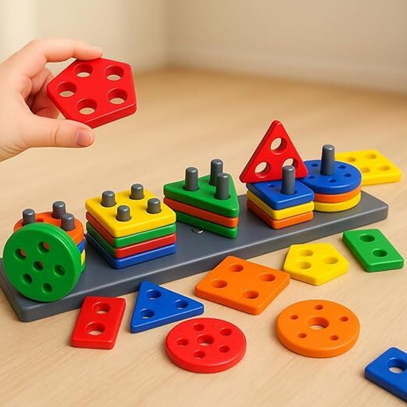 CloudTech Smart Activity Learning & educational Geometry Shape & color Block game for Kids(Multicolor)