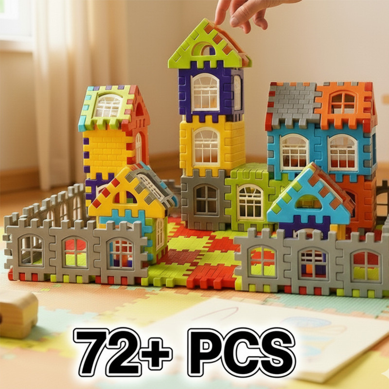 Fizzy Funs House Building Blocks - 72+ Pieces Educational Construction Toy(Multicolor)