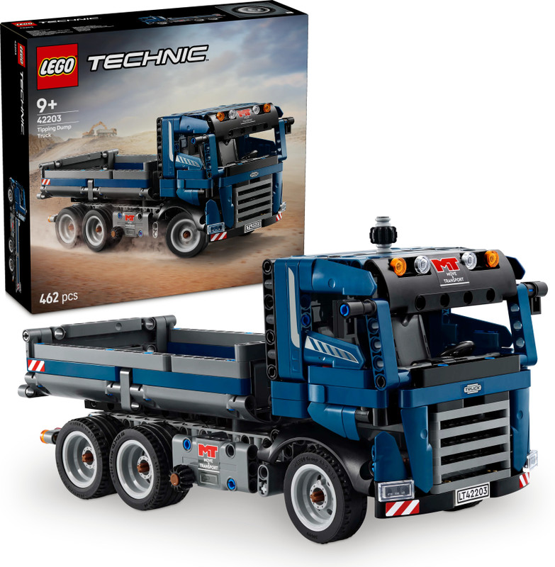 LEGO Technic Tipping Dump Truck Toy, Blue Construction Vehicle Set42203 (462 Blocks)(Multicolor)