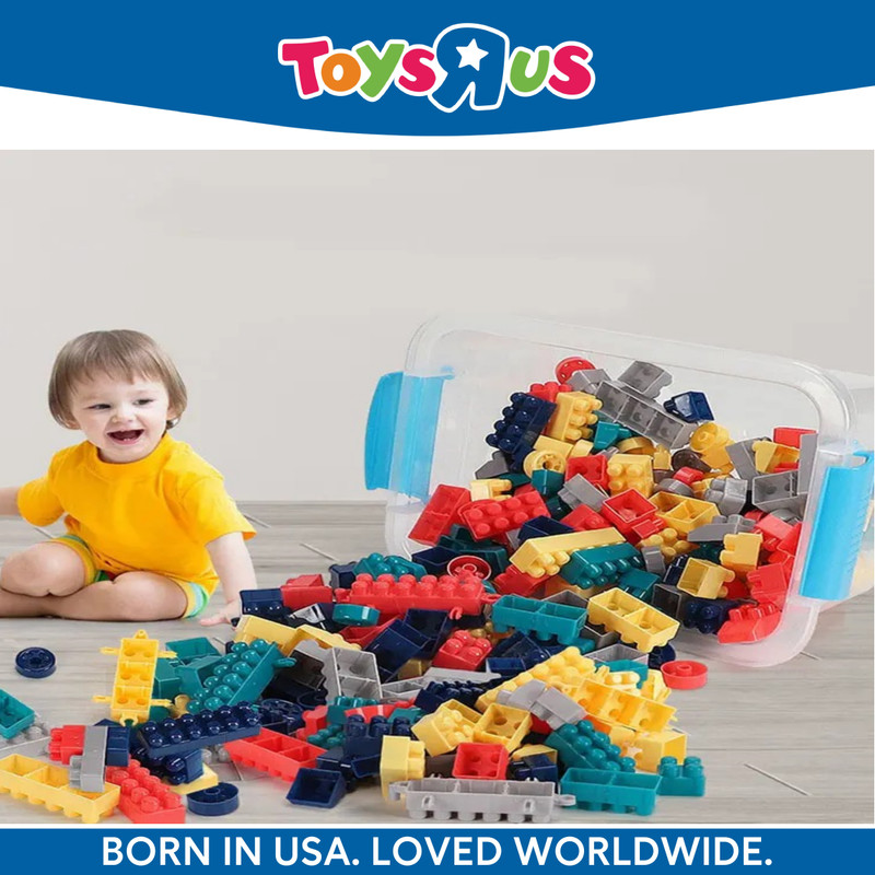 Toys R Us Universe of Imagination InventBuild: DIY Plastic Building Block for Kids - 125+ Pieces with Storage Box(Multicolor)