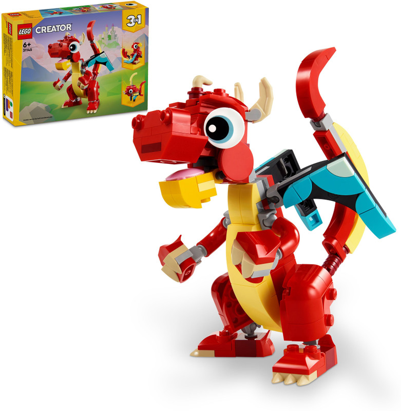 LEGO Creator 3-in-1 Red Dragon Animal Toy Set 31145 ( 149 Pieces)(Multicolor)