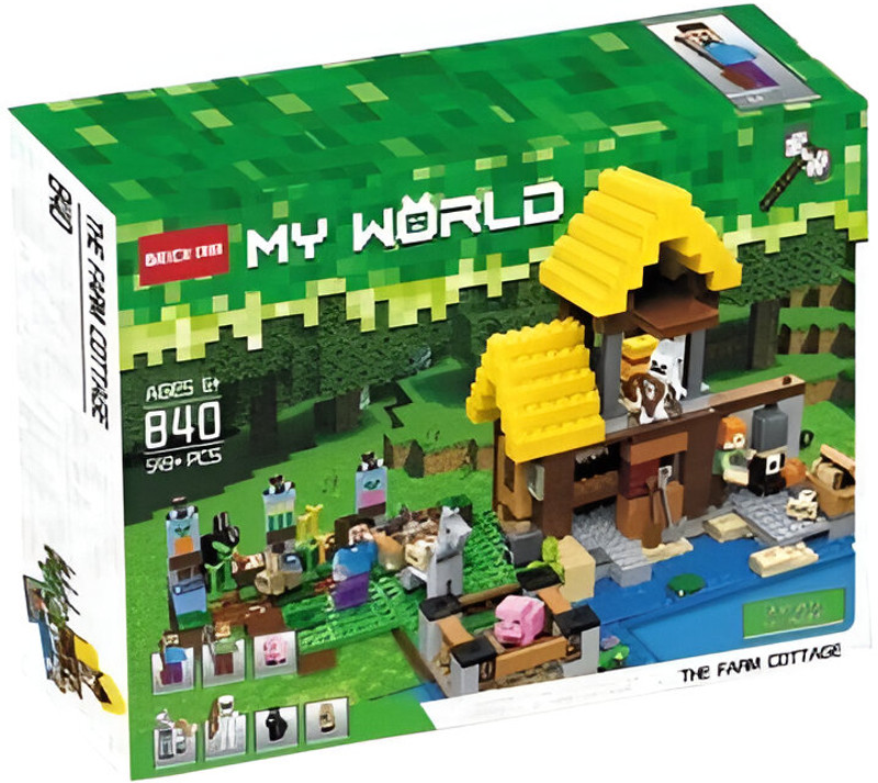 TMA ENTERPRISE Minecraft Farm Cottage Building Blocks Set 840+ Pieces(Multicolor)