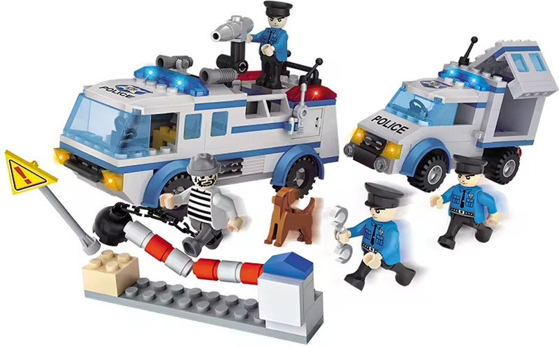 Vaniha 368 Pcs City Police Building Set Police Patrol Car Prisoner Transporter Truck(Multicolor)