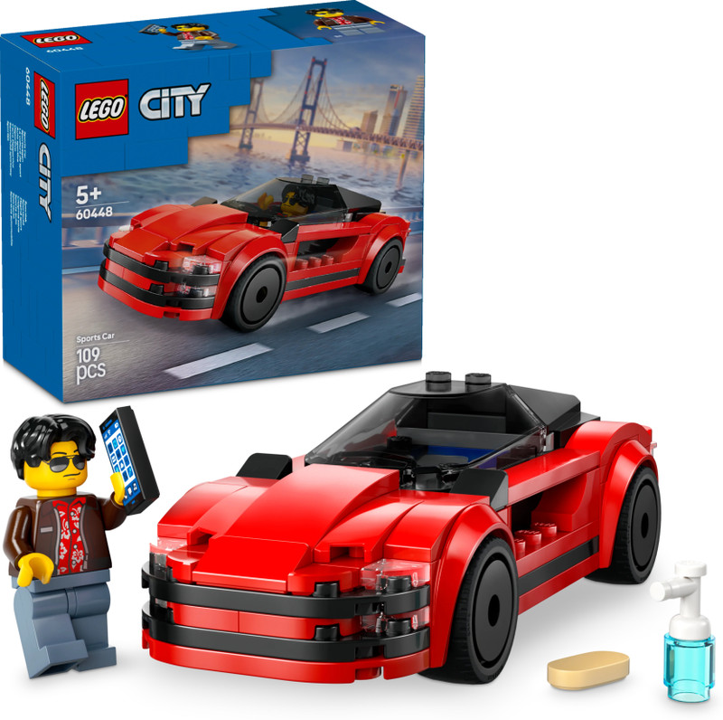 LEGO City Red Sports Car Supercar Toy Vehicle Set 60448 (109 Blocks)(Multicolor)