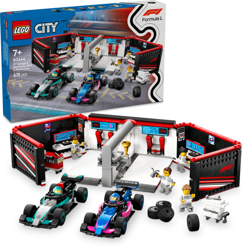 LEGO City F1 Garage & Mercedes-AMG & Alpine Cars Toy Playset 60444 (678 Blocks)(Multicolor)