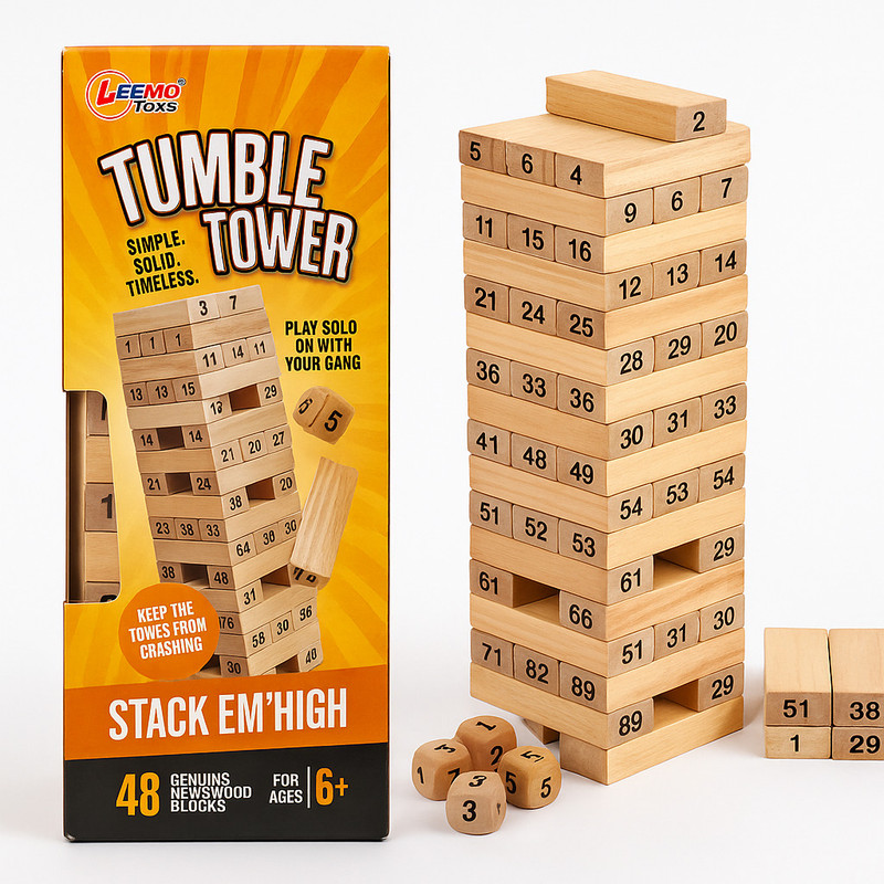 Time 2 toys Wooden Tumbling Tower Blocks, Wooden Blocks Stacking Maths(Multicolor)