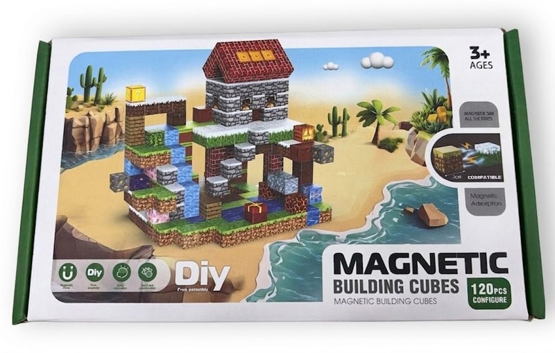 TMA ENTERPRISE Minecraft DIY Magnetic Building Cubes 120 Pcs Set(Multicolor)