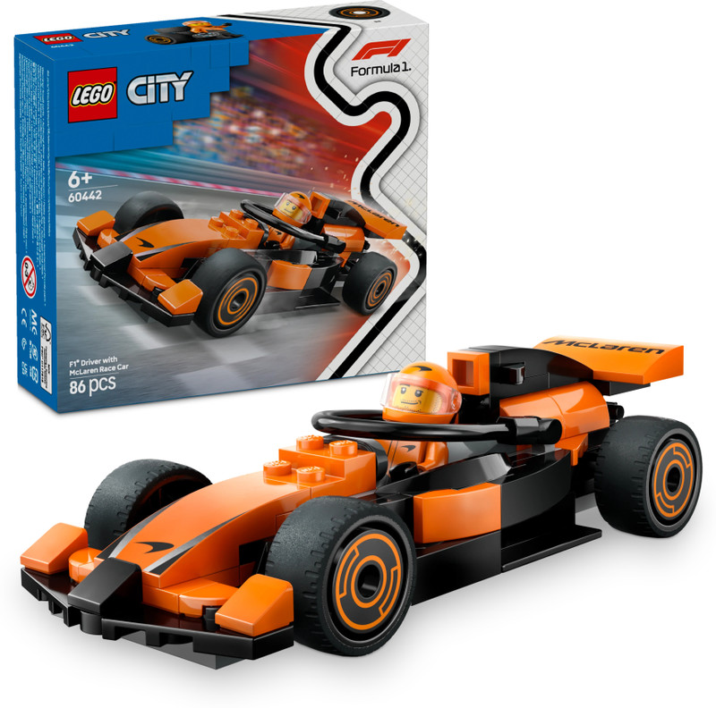 LEGO City F1 Driver with McLaren Race Car Mini Vehicle Toy Playset 60442 (86 Blocks)(Multicolor)