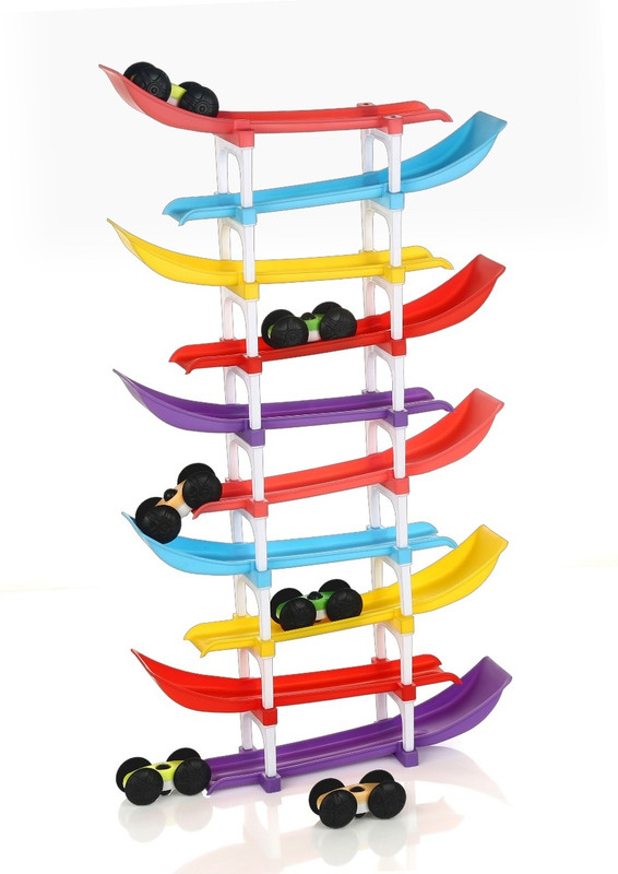 SOVETO Racer Ramp Car Sliding Toy 6 ramps & 4 cars for Kids(Multicolor)