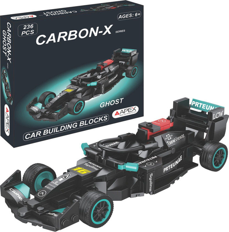 APEX MEDIA AND MARKETING INDIA CARBON-X GHOST Car Building Blocks (236 Pcs) | F1 Racing Model Kit for Kids 6+(Multicolor)