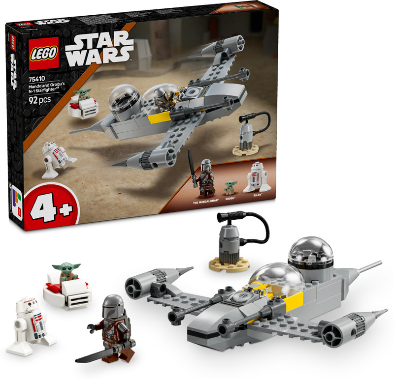 LEGO Star Wars Mando and Grogus N-1 Starfighter Building Toy 75410 (92 Blocks)(Multicolor)