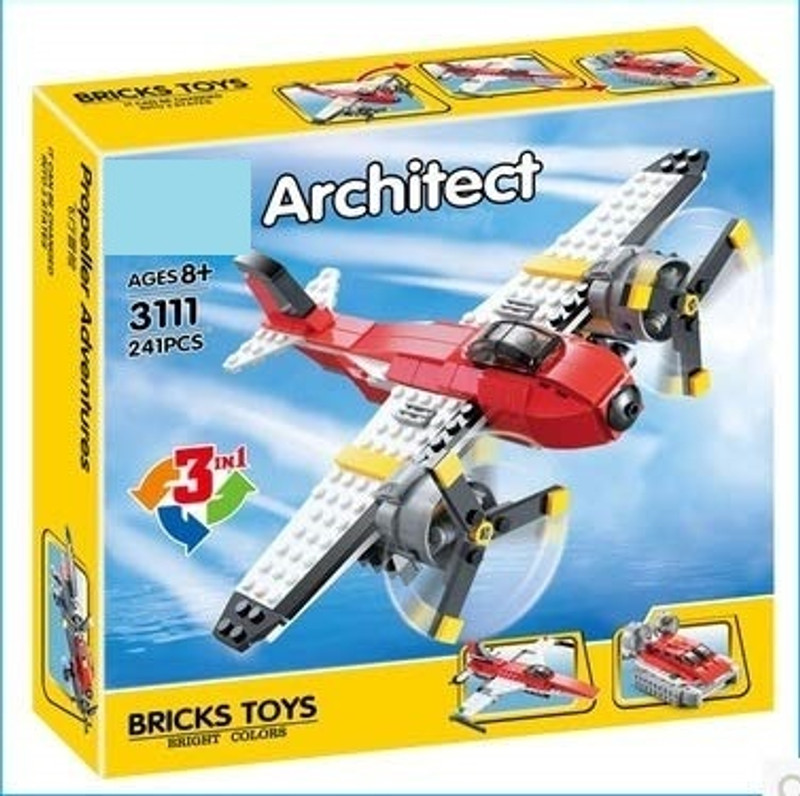 Justcraft 241 Pcs Architect 3 in 1 Aeroplane Helicopter boat Building Blocks for kids(Multicolor)