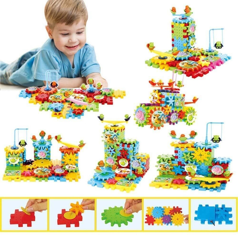Braintastic Miracle Brick Motorized Spinning Gear Building Block Interlock Toy 202 Pcs Kids(Multicolor)